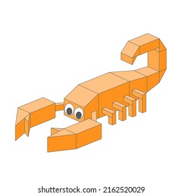 Cute 3D scorpion character in pixel style on a white background.
