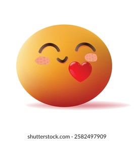 Cute 3D social media smiling eyes closed Emoji face icon on white background