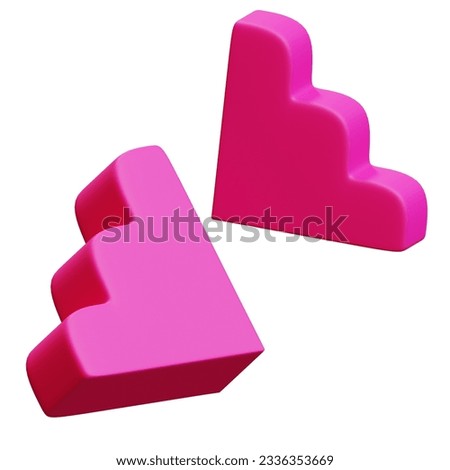 cute 3d stairs. Abstract memphis 3d asset of two cute ladders in bright pink color. Eccentric Memphis Pattern. Isolated on a white background