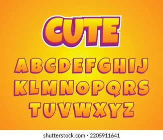 Cute 3D text, yellow letter set