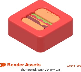 cute 3d vector assets of food shop, perfect for social media, game, website assets and many more