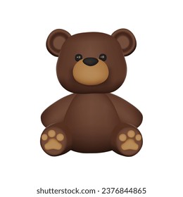 Cute 3D Vector Character Bear Toy