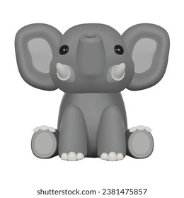 Cute 3D Vector Character Elephant Toy 