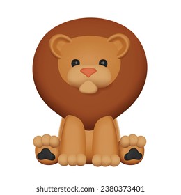 Cute 3D Vector Character Lion Toy