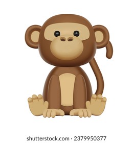 Cute 3D Vector Character Monkey Toy