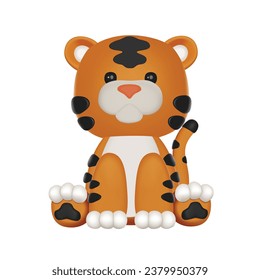 Cute 3D Vector Character Tiger Toy