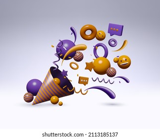 Cute 3d vector party realistic illustration