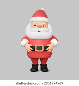 Icono de Cute 3d vector Santa Claus. Representación de carácter navideño al estilo plástico. Elemento para banners de Año Nuevo, diseño de vacaciones, celebración, tarjetas de felicitación. Ilustración mínima.