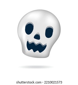 Cute 3D White Skull Icon Happy Halloween Decorative Elements Objects Holiday Cartoon Icon Trick or Treat Spooky Boo Vector Illustration