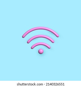 Cute 3D Wifi Signal Symbol Icon Vector Illustration
