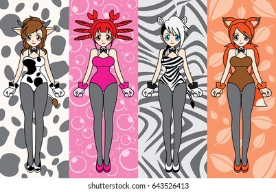 Cute 4 Animal Girl