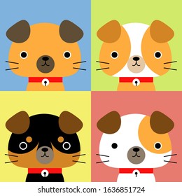 The Cute 4 dogs vector charactors