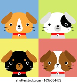 The Cute 4 dogs vector charactors set 3