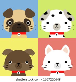 The Cute 4 dogs vector charactors set 4