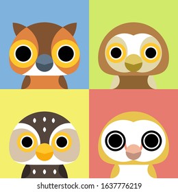 The Cute 4 Owl vector charactors set