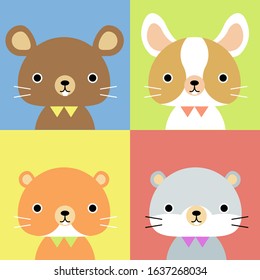 The Cute 4 rats vector charactors