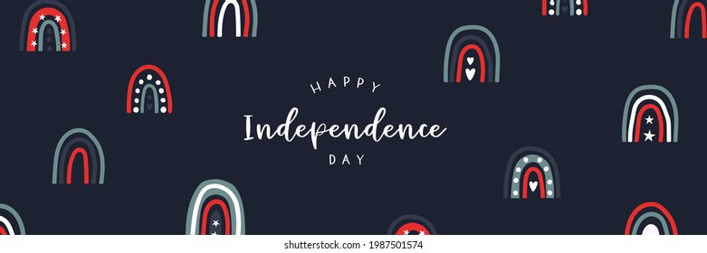 Cute 4th of July design with hand lettering and patriotic doodles, fun background, great for invitations, banners, wallpapers, cover images - vector design