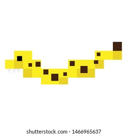 Cute 8 bit banana moray eel vector illustration. Sealife pixel clipart. 