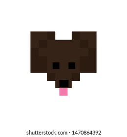 Cute 8 bit spaniel puppy dog face vector illustration. Pixel pet clipart. 