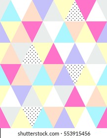 Cute 80's style seamless geometric pattern with triangles for your decoration