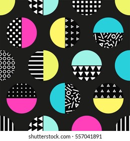 Cute 80's style seamless geometric pattern with circles for your decoration