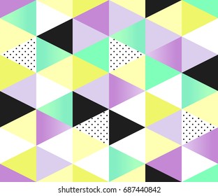 Cute 80's style seamless geometric pattern with triangles