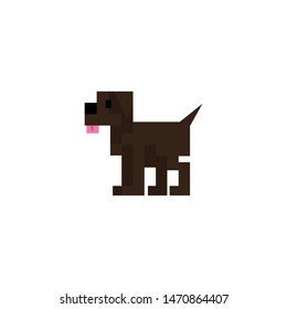 Cute 8bit pet spaniel dog vector illustration. Beagle pet puppy pixel art.
