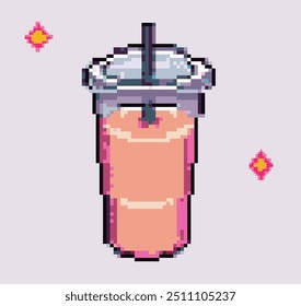 Bonito 8-bit pixel arte da xícara de café em um fundo branco.