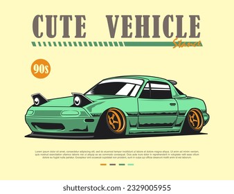 gráfico de diseño vectorial de ilustración de coche lindo 90