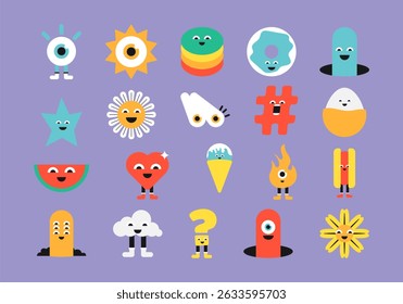 Cute 90s Retro Sticker Element