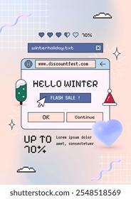 Cute 90s retro y2k winter and Christmas background for sale promotion