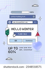 Cute 90s retro y2k winter and Christmas background for sale promotion