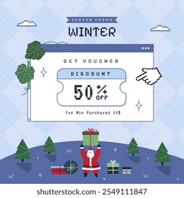Cute 90s retro y2k winter and Christmas background