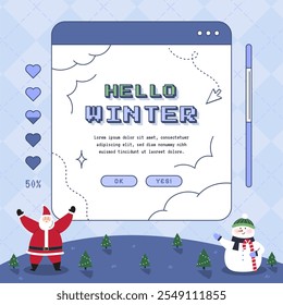 Cute 90s retro y2k winter and Christmas background