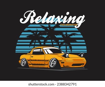 cute 90s vehicle vector illustration with perfect background design graphic