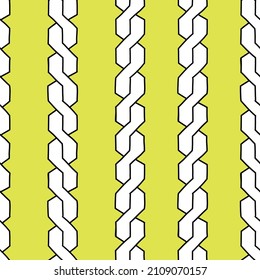 Cute 90s vibe seamless pattern with hand-drawn chains on neon yellow-green background. Trendy vector repeat ornament for textile, fabric, wrapping paper, wallpaper and other print and design.