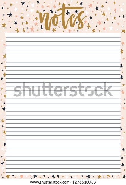 Cute A4 Template Notes Lettering Decorative Stock Vector Royalty