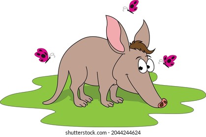 ilustración de dibujos animados de animales adorables de Aardvark