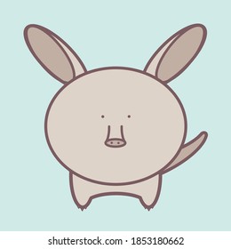 Cute-Aardvark-Cartoon-Vektorgrafik einzeln auf hellblauem Hintergrund