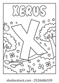 Cute ABC Alphabet Coloring Page Para Atividade Infantil Pré-escolar