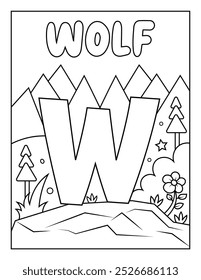 Cute ABC Alphabet Coloring Page Para Atividade Infantil Pré-escolar