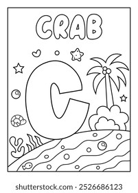 Cute ABC Alphabet Coloring Page Para Atividade Infantil Pré-escolar