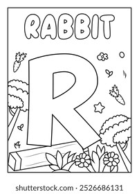 Cute ABC Alphabet Coloring Page Para Atividade Infantil Pré-escolar