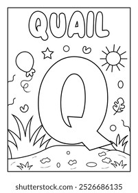 Cute ABC Alphabet Coloring Page Para Atividade Infantil Pré-escolar