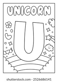 Cute ABC Alphabet Coloring Page Para Atividade Infantil Pré-escolar