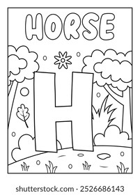 Cute ABC Alphabet Coloring Page Para Atividade Infantil Pré-escolar