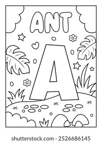 Cute ABC Alphabet Coloring Page Para Atividade Infantil Pré-escolar