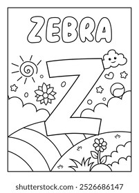 Cute ABC Alphabet Coloring Page Para Atividade Infantil Pré-escolar