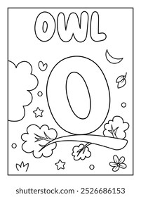 Cute ABC Alphabet Coloring Page Para Atividade Infantil Pré-escolar