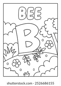 Cute ABC Alphabet Coloring Page Para Atividade Infantil Pré-escolar